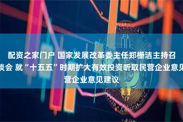 配资之家门户 国家发展改革委主任郑栅洁主持召开座谈会 就“十五五”时期扩大有效投资听取民营企业意见建议